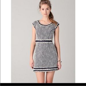 Rebecca Taylor Navy Blue and White Tweed Dress Size S